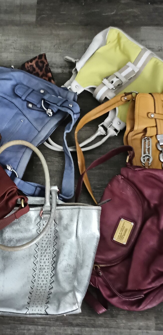 6 designer Bags.5lrather 1 canvas,Leather. M.Jacobs, Aimee Kestenberg LuckBrand.